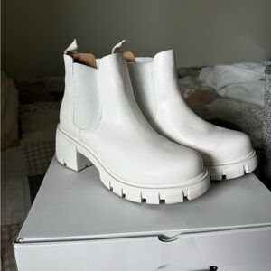 White Chunky Chelsea Booties